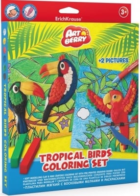 Комплект за рисуване и моделиране Тропически птички
