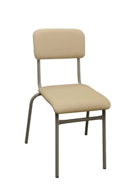 Столче за ДГ тапицирано с кожа, цветна мет. част H=34см