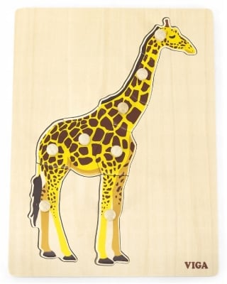 Дървен пъзел Монтесори: Жираф