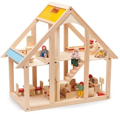 Детска дървена къща за кукли - без стени
