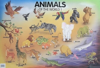 Табло Англ.език “Animals of the world 1“ 53х77см, изд.Гея Либрис