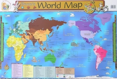 Табло Англ.език “Bruno`s World Map“ 53х77см, изд.Гея Либрис