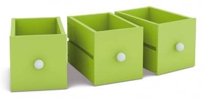 Кутии 3броя, дървени, за кубични рафтове ЗЕЛЕНИ