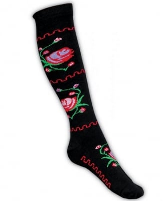 Чорапи с фолклорни мотиви-черни