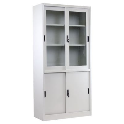 Метален офис шкаф с плъзгащи врати на 2нива 90х40см H=185см