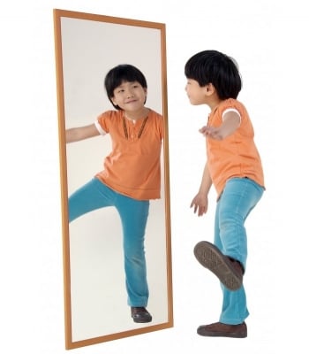Огледало акрилно 120х50см с дървена рамка – натурална