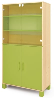 Серия Fresh - Шкаф с  2 стъклени врати и 2 врати - зелени