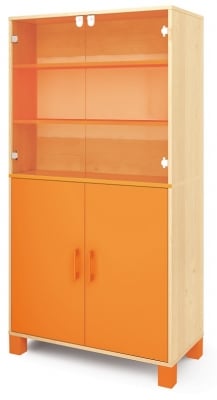 Серия Fresh - Шкаф с  2 стъклени врати и 2 врати - оранжеви