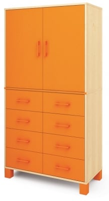Серия Fresh - Шкаф с  8 чекмеджета и 2 врати - оранжеви