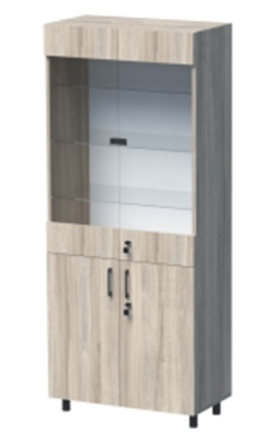 Модулен шкаф Уни с 2 плътни и 2 стъклени врати, със заключване, 80х42 Н=190см, цветен