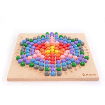 Дървена мозайка с топчета, двустранна