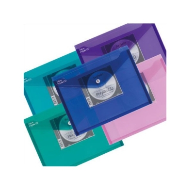 Папка с копче А4 и джоб за CD прозр. цветна