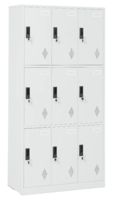 Метален шкаф Carmen с 9 отделения 90х45см H=185см, светлосив