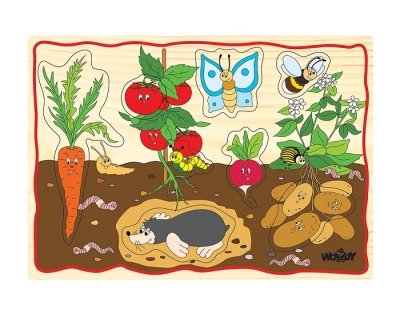 Пъзел дървен с дръжки -  Зеленчуци (вариант 2)