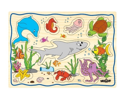 Пъзел дървен с дръжки -  Морски животни