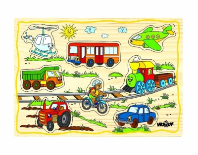 Пъзел дървен с дръжки -  Превозни средства