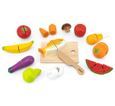 Дървен комплект за рязане - Хранителни продукти с риба