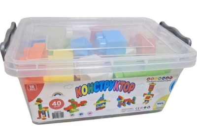 Конструктор с едри части,  40 елемента - в кутия