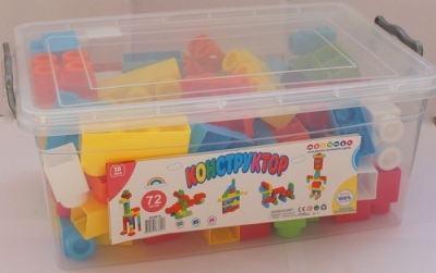 Конструктор с едри части,  72 елемента - в кутия