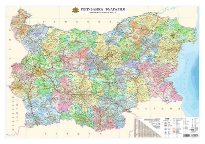 България - административна карта 100х70 см