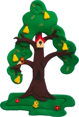 Манипулативно пано от текстил - Дърво Круша и четирите сезона