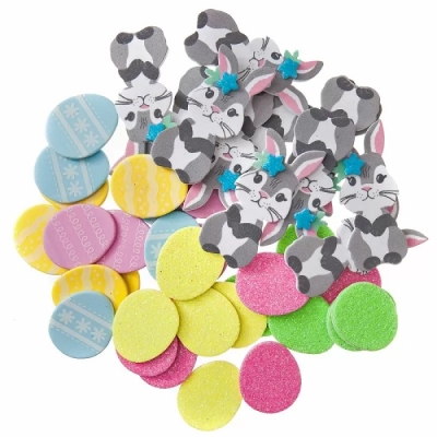 Стикери от микропореста гума EVA - Зайчета и великденски яйца, 44 броя