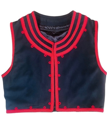 Черен елек с червени гайтани за момче  3-6 години (Модел 9)