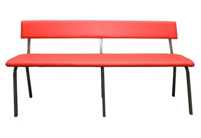 Скамейка метал и кожа с облегалка 150х30 H=30см, цветна