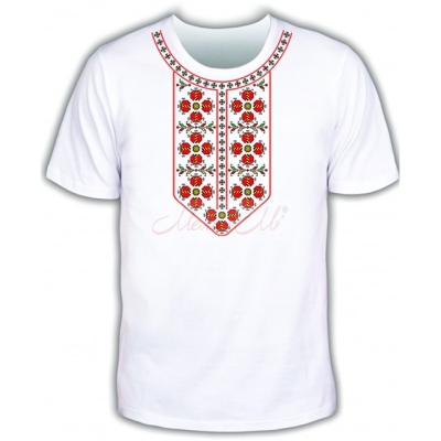 Тениска с фолклорни мотиви - бяла