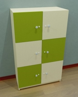 Шкаф 80х40 Н=133см, с шест вратички, със заключване, цветен