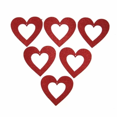 Фигурки от филц - Сърца 5см, 6 броя