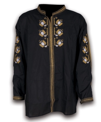 Черна риза с бродерия XXL/60- 4XL/68