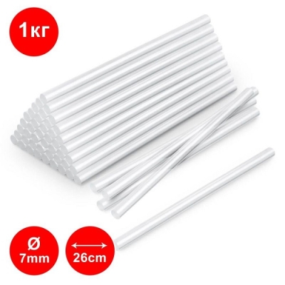 Лепило силиконови пръчки, Ф-0.7х26 см, Пакет 1 кг