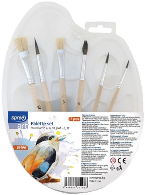 Палитра с 6 четки за рисуване SpreeArt комбинирани