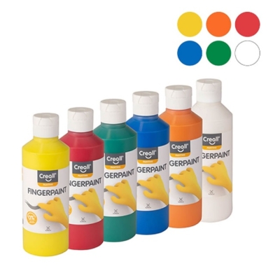 Бои за рисуване с пръсти CREALL,  6 цв.х250 мл