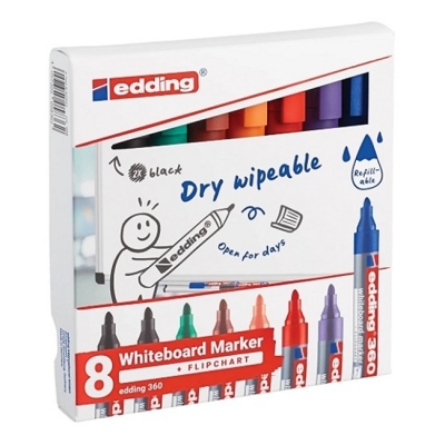 Маркер за бяла дъска Edding 360, 8 цвята