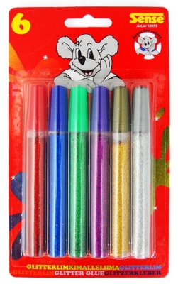 Sense Лепило с брокат, 6цв.х15 мл