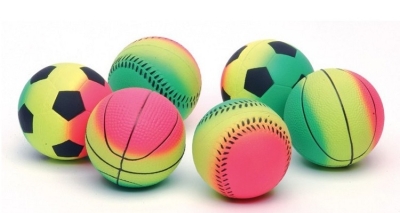 Топка от пяна с гумено покритие Ø=9.5см микс, 12 броя