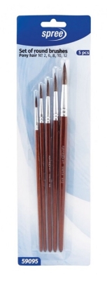 Четки за рисуване SpreeArt кръгли, 5 броя