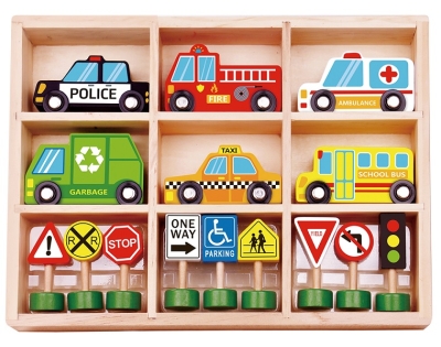 Дървен комплект - Транспортни средства и пътни знаци
