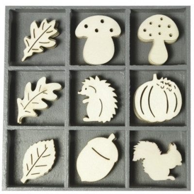 Дървени фигурки: Есен, кутия с 45 броя