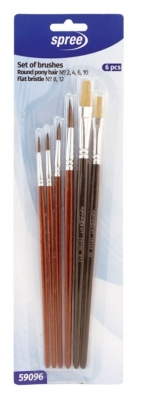 Четки за рисуване SpreeArt комбинирани, 6 броя
