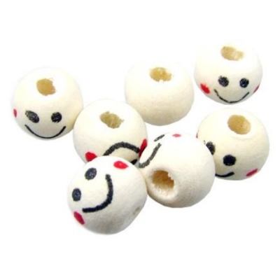 Мъниста от дърво - Топче 0,8 см - Усмивка, 50 броя