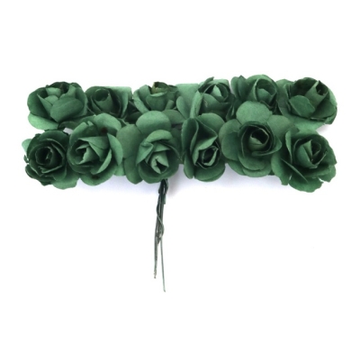Букет рози от хартия и тел 20 мм-ТРЕВИСТОЗЕЛЕНИ, 12 броя