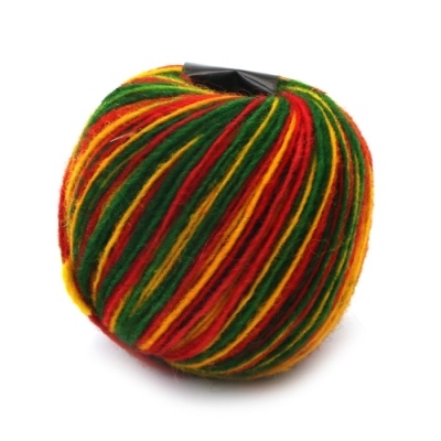 Прежда вълна шарена 50гр.- жълто, зелено, червено