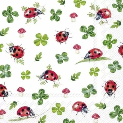 Салфетка за декупаж 33х33см Lucky ladybugs