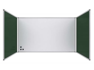 Бяла/Зелена дъска емайл магнитна тройна, централен панел 120х200см