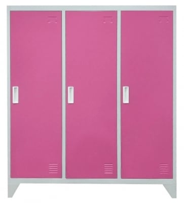 Метален шкаф Carmen с 3 отделения 120х40 H=120см - сив/розов