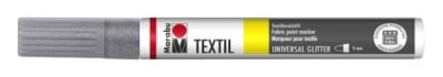 Маркери за текстил Marabu Textil Glitter 3мм - цвят Сребърен брокат