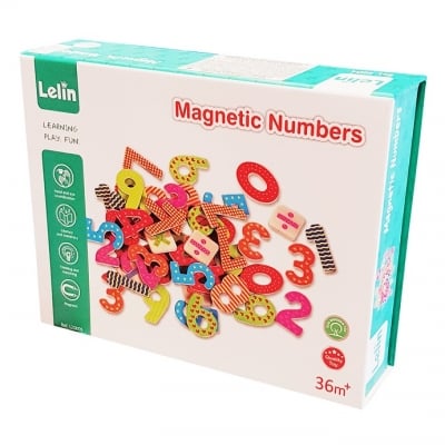 Дървени магнитни Цифри и знаци, 60 части
